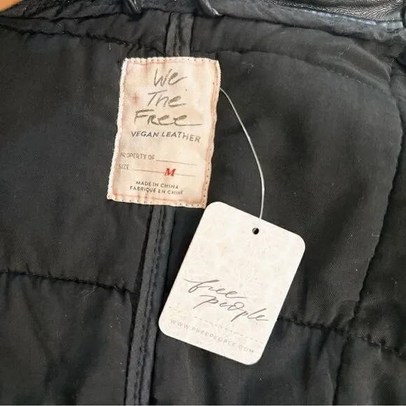We The Free Faux Leather Quilted Bomber Jacket NWT - Picture 7 of 10